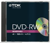 TDK DVD-RW - RE-RECORDABLE - 4x / 120 Mins / 4.7 GB Jewel Case – NEW & SEALED