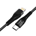 Câble USB-C vers Lightning Power Delivery 3.0 5A / 20W Longueur 2m LinQ - Noir