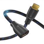 Sonero® rallonge Premium High Speed ​​HDMI 4K, prise HDMI A vers prise HDMI A, contacts plaqués or, double blindage, gaine textile, 1.00m