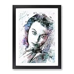 Vivian Leigh In Abstract Modern Art Framed Wall Art Print, Ready to Hang Picture for Living Room Bedroom Home Office Décor, Black A2 (64 x 46 cm)
