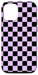 iPhone 13 Black Purple Classic Checkered Pattern Checker Checkerboard Case