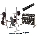 Large paket (Skivstångs set: Uppgradera till 170 kg Chigaco bumpers, Val av stång: Uppgradera till Proffsstång, Val av bänk: Super Bench PRO, Latsdrag