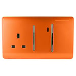 Trendi Artistic Modern Glossy 45 A Cooker Switch & Plug Socket Inc Neon Insert Orange