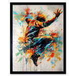 Freestyle Dancing Street Dance Vibrant Paint Splat Art Print Framed Poster Wall Decor 12x16 inch