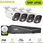Kit de surveillance Sannce 4CH 1080P PoE nvr hd 4 Système de caméra de vision nocturne 1080P 2.0 mégapixels intérieur / extérieur – avec disque dur
