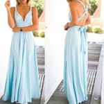 Sexiga kvinnor Multiway Wrap Cabriolet Boho Maxi Club Röd Klänning Bandage Lång Klänning Fest Brudtärnor Infinity Robe Longue Femme light blue M