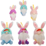 6 Pack Easter Bunny Gnome Decoration, Easter Egg Shape Storage Container Jar, Rabbit Swedish Tomte Spring Plush Doll Hanging Ornaments Tree Fireplace Holiday Home for Cookie Candy Gift Boys Girls