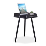 RELAXDAYS Table basse avec repose tablette, table bout de canapé hexagonale, acier et mdf, hlp : 50x50x43,5 cm, noir - Relaxdays