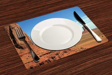 Table Mats(Set of 4),American,Scenic View of Monument Valley Sandstone Butte Rocks Wild West Desert Landscap,Non-slip, Heat Resistant, Washable for Kitchen Dinner Party Home Gathering Outdoor Barbecue