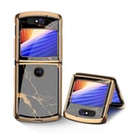 MingMing Case for Motorola Razr 5G Cases Ultra-Thin PC + 9H Tempered Glass Phone Cover for Motorola Razr 5G, Gold line black