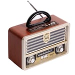 Wooden Retro Radio, AM SW FM Radio, Wireless Bluetooth Speaker 4.0, with Old Fashioned Style,Strong Bass, Mini Audio Outdoor Loud Volume,A