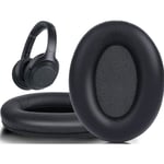 Coussinets d'oreille Remplacement pour Sony WH-1000XM3 Casque, Couverts en Cuir Protéine,Supression de Bruit Mousse à Mémoire,Noir