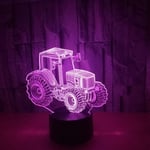 OSALADI Tractor 3D Optical Illusion Lamp, 3D Night Lights Gifts for Boys, Remote Control&Smart Touch, 7 Colors Tractor Toys Sleeping Light, Gifts for Kids Birthday Christmas Festival