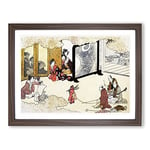 Seeing A Performance By Kitagawa Utamaro Asian Japanese Framed Wall Art Print, Ready to Hang Picture for Living Room Bedroom Home Office Décor, Walnut A3 (46 x 34 cm)