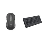 Logitech Signature M650 L for Business Wireless Mouse, Grey & Signature K650 Wireless Keyboard with Wrist Rest, Full-Size, BLE Bluetooth or Logi Bolt USB, Comfort Deep-Cushioned Keys - Grey