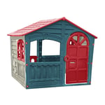 Palplay Plastic Playhouse, House of Fun, Indoor and Outdoor Playhouse, UV Resistant, Playhouse for Girls and Boys, Imagative Fun, Suitable for Ages 2+, Red, White and Blue, 130 x 111 x 115cm