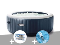 Kit spa gonflable Intex PureSpa Blue Navy rond Bulles 4 places + 6 filtres + Aspirateur