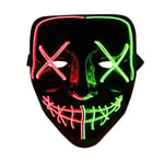 The Purge LED Neon Mask, Halloween - Röd / Grön