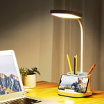 PLATINET LED Bordslampa med smartphone-laddare & Nattljusfunktion - Hvid