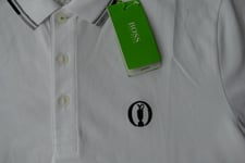 New Hugo BOSS men white golf open tour paddy pro cotton polo t-shirt top Large L