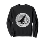 dinosaur with bike and moon on head; Designe Men's and Women Sweatshirt