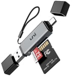 uni Lecteur Carte SD, Lecteur de Carte Mémoire USB C Adaptateur USB 3.0/USB-C Prend en Charge SD/Micro SD/SDHC/SDXC/MMC, pour iPhone série 15, MacBook Pro Air, iPad Pro Air, Galaxy S23, Pixel, XPS