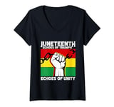 Womens Juneteenth Echoes Of Triumph Echoes Of Unity Black History V-Neck T-Shirt