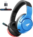 Trådlöst gamingheadset 2.4GHz/Bluetooth 5.4 med brusreducerande mikrofon – 40h batteri, USB-C, kompatibelt med Switch, PS5, PC.