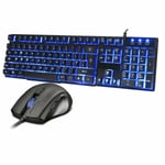 LED Gaming Keyboard And Mouse Set  RGB 7 Colour Bundle USB Wired Gamer UK NEW