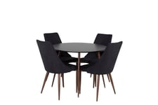 Venture Design Plaza & Leone matgrupp Svart/svart 4 st stolar & bord 100 cm
