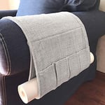 JINTN Linen Sofa Armrest Organizer Non-Slip Chair Space Saver Caddy Holder for TV Arm Rest Remote Control Holder Pocket Organizer Cell Phones Book Magazines Sofa Armchairs