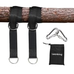 LeanKing 2 PCS Tree Swing Straps Hanging Kit Holds Max 910kg with Two Heavy Duty Carabiners (Stainless Steel) for Seat, Plank, Camping hammock. (3m)