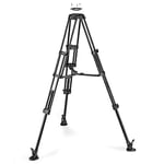 Manfrotto Aluminium Twin Leg Video Tripod with Mid-Level Spreader - 100 mm to 75 mm Bowl Adapter - 3 Rubber Shoes - Twin Spiked Feet - MVTTWINMA