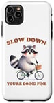 Coque pour iPhone 11 Pro Max Raccoon Slow Down Relax Breathe Self Care You're Ok Vélo