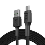 Green Cell Câble USB-A - Micro USB 2m Chargeur Cable noir High Speed compatible avec Quick Charge 3.0 pour Samsung, Xiaomi, Huawei, Kindle, Nexus, Téléphones Android