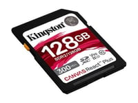 Kingston Canvas React Plus - Flash-minneskort - 128 GB - Video Class V90 / UHS-II U3 / Class10 - SDXC UHS-II
