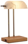 Vintage White Banker Desk Lamp, with Wireless Charging USB Charging Port, Retro Office Lounge Study Room Adjustable Desk Lamp, Reading Work for Bedroom Living Room, UK/EU Plug (Color : B)