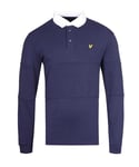Lyle & Scott Mens Long Sleeve Navy Rugby Polo Shirt - Size Small