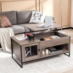 Soffbord med lyftplatta, mittbord med pneumatisk lyftanordning 106 x 55 x 44,5 cm grått