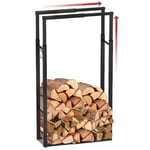 VOUNOT Firewood Log Rack, Retractable Metal Log Store Holder for Outdoor or Indoor, 9 Adjustable Sizes, Maximum dimension 65 x 25 x 150 cm, Black