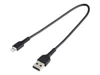 Startech.Com 12 In(30Cm) Durable Black Usb-A To Lightning Cable, Heavy Duty Rugged Aramid Fiber Usb Type A To Lightning Charger/Sync Power Cord, Apple Mfi Certified Ipad/Iphone 12 Pro Max - Iphone 7/8/11/11 Pro - Lightning-Kabel - Usb Han Til Lightn