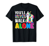 Autism Dad Support Alone Puzzle You'll Never Walk T-Shirt