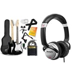 3rd Avenue XF 3/4 Size Electric Guitar Ultimate Kit with 10W Amp – Black & Numark HF125 - Ultra-Portable Professional DJ Headphones with 6 ft Cable, 40 mm Drivers