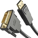KabelDirekt – Câble adaptateur DisplayPort-DVI – 2 m (DVI Dual Link/DVI-D 24+1, DisplayPort Dual-Mode/DP++, 1080p/Full HD à 60 Hz, câble vidéo numérique actif, pour relier un PC et un écran DVI, noir)