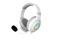 NEWSKILL Sobek Ivory Wired Gaming Headset, 3.5 mm Jack, USB, RGB Lighting, Adjustable Headband, Stereo Sound, PC/PS4/PS5/Mac/XBOX/Android Compatible, White