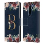Head Case Designs Officially Licensed Nature Magick Letter B Floral Monogram Gold Navy Leather Book Wallet Case Cover Compatible With OnePlus 7 Pro