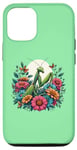 Coque pour iPhone 15 Pro Mante priante parmi les fleurs