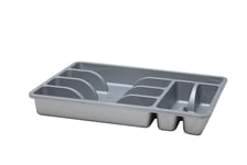 Cutlery Tray Kitchen Drawer Organiser with 6 Compartment Holders, 4 Colors Available (Large, Silver)