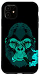 Coque pour iPhone 11 Cigar Smoking Mean Light Blue Gorilla pour les soirées entre hommes