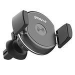 groov e Wireless Car Mount - Phone Holder with 10W Wireless Charging for Qi Enabled Devices with 360 Degree Rotation - Air Vent Clip or Window Suction Cup Mounts - Micro-USB Operated
